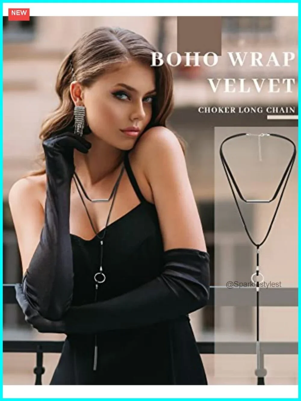 6 Pc Women's Choker Necklace Set Velvet Leather Layered Western
